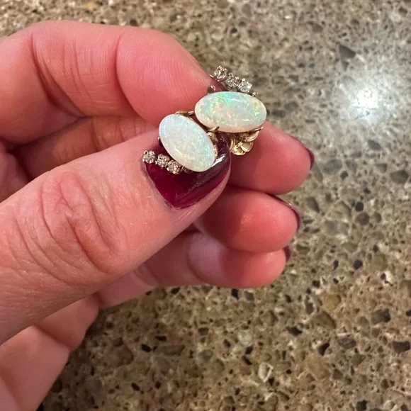 Antique 14k Gold and Opal Earrings - Picture 1 of 4